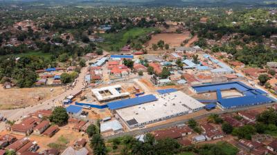 aerial view of the Koidu Government Hospital with the Maternal Center of Excellence