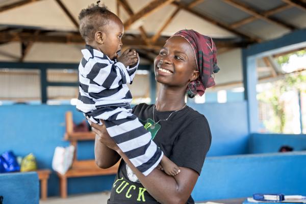 Mariama Konataya with her son at Wellbody Clinic.