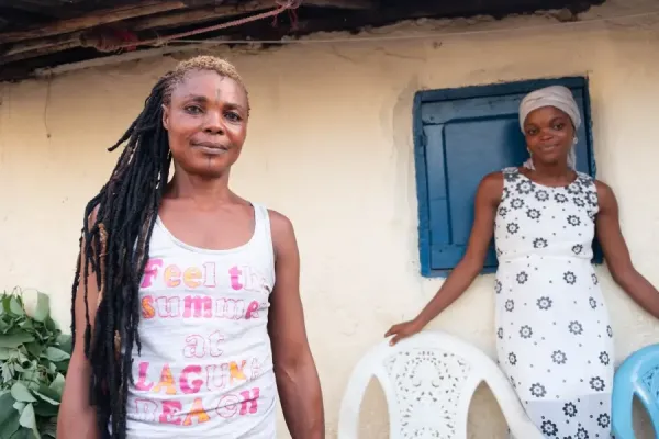 Mariama Kamara stands with her daughter, Hawa