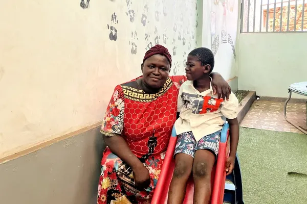 Juliet Thomas with her son in Child and Adolescent Mental Health unit 
