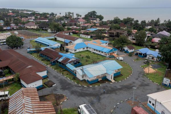 Aerial shot of Lakka Government Hospital in Freetown, Sierra Leone.