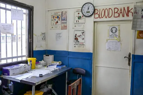The entrance of the blood bank