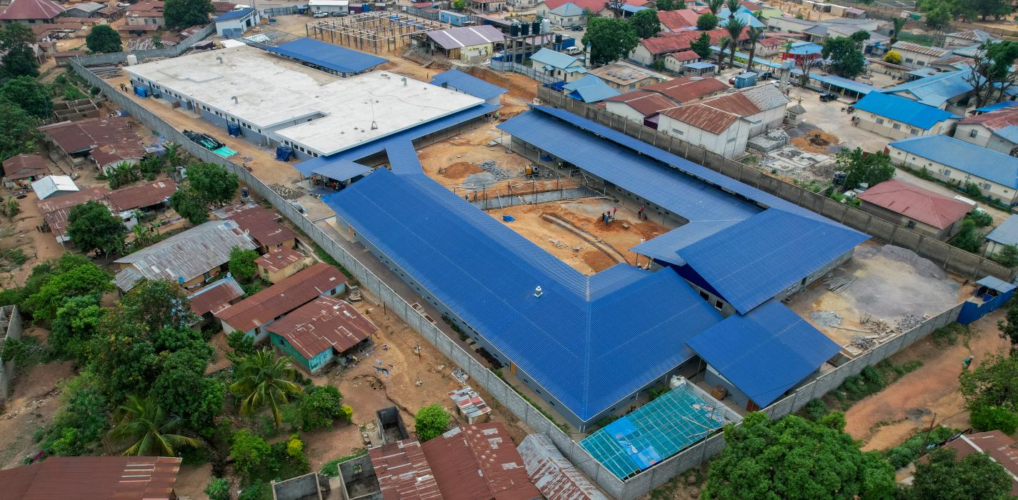 drone photo of hospital construction site