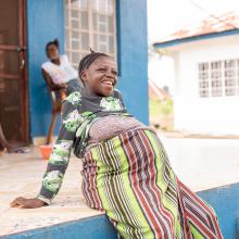 Expectant mother Sia at the maternal waiting home at Wellbody Clinic in Kono district.