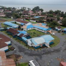 Aerial shot of Lakka Government Hospital in Freetown, Sierra Leone.