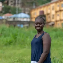 Saio Kamara poses for a portrait 
