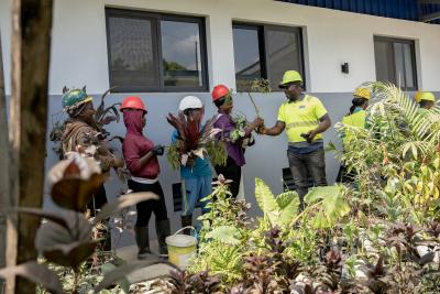 people at the plan nursery of the MOCE construction site