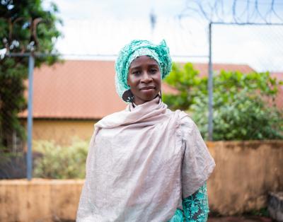 Woman is looking at the camera