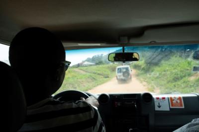 A man driving a car