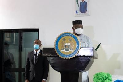 President Julius Maada Bio delivers his speech at SLPTH.
