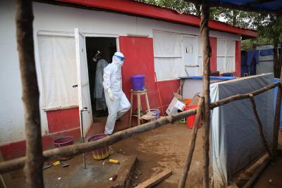 Staff at Maforki Ebola Treatment Unit