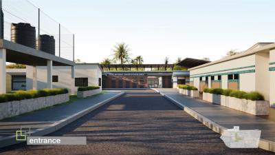 A driveway and an entrance to a building